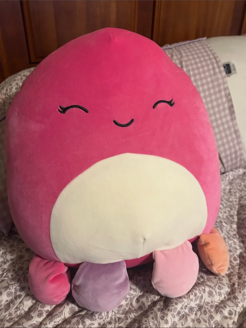 Squishmallows Bright Pink Plush Sea Creature Pillow with Cream Belly